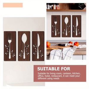 Wholesale Kitchen Utensil Wooden Wall Decor Fork Spoon Knife Art Set Thoughtful Housewarming Gift for Home Cooks, Cafe & Bistro - Product Image 2