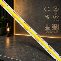 Tira de Luces LED COB Inteligente de Alto Rendimiento con Clasificación IP20, Control Remoto, Longitud Flexible de 8 mm, 480 LED/m, 12 V 24 V