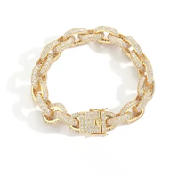 Bracelet chaîne cubaine plaqué argent avec pierres Moissanite VVS, design tendance, unisexe, pour usage quotidien, cadeau de fête, mode