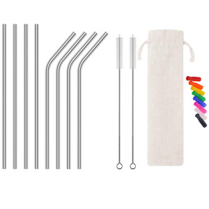 Ensemble de pailles en acier inoxydable 304, ensemble de 19 pièces comprenant des pailles en métal pour thé au lait, boissons et jus ; pailles colorées avec - Product Image 5