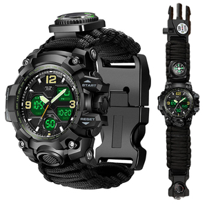 Đồng hồ sinh tồn chiến thuật analog đa chức năng hiển thị kép Logo tùy chỉnh ngoài trời đồng hồ sinh tồn Paracord - Product Image 1