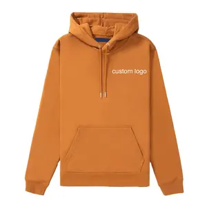 Customized logo kangaroo pockets crewneck sweatshirt 80 cotton 20 polyester french terry hoodie