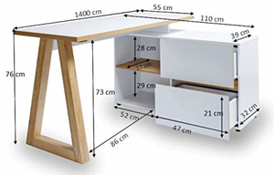 中国工厂批发带2个抽屉的转角电脑桌，带储物的木制l形写字台 - Product Image 6