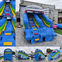14.7ft nouveau saut gonflable requin dessin animé Animal parc à thème rebond escalade maison Moonwalk toboggan sec