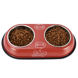 KingHon Stainless Steel Dog and <b>Cat</b> Food Water Bowl Large Small Puppy <b>Feeder</b> Feeding Bowls Non Slip Pet Double Bowl - Product Image 6