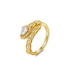 Luxury Serpent Wrap Pear Cut Moissanite 925 Sterling <b>Silver</b> Open <b>Adjustable</b> Stackable Statement Women Engagement Promise <b>Ring</b> - Product Image 1