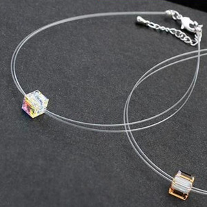 Collar de Hilo de Pesca con Cristales, Colgante Geométrico Color AB, Cadena para Clavícula de Uso Diario - Product Image 4