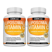 Capsules végétales liposomales de vitamine C OEM à marque privée, végétaliennes, sans gluten, pour adultes, 2100 mg, absorption améliorée, ascorbique liposoluble