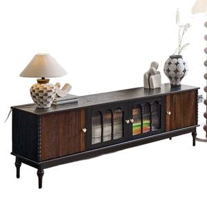 Mueble de TV de madera maciza de estilo retro francés, unidad de almacenamiento multifuncional con mesa de centro y mueble auxiliar para sala de estar - Product Image 5