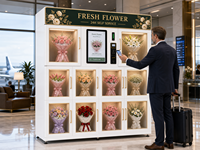 Distributeur Automatique de Bouquets Floraux de Luxe – Kiosque Floral Libre-Service en Acier Inoxydable avec Écran Tactile et Options de Paiement Multiples
