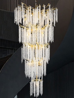 Lustre en cristal de luxe personnalisé pour décoration intérieure de salon Luminaire suspendu pour hall d'hôtel K9