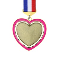 LY Trofeos al por mayor, medallas, placas, regalo para amantes, medalla en blanco con inserto de pegatina en forma de corazón para premios