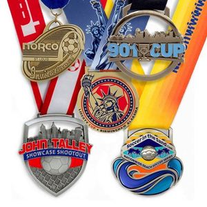 Medallón Deportivo de Metal Personalizado de Alta Calidad de Fabricantes Chinos, Trofeo de Fútbol, Medalla de Oro - Product Image 2