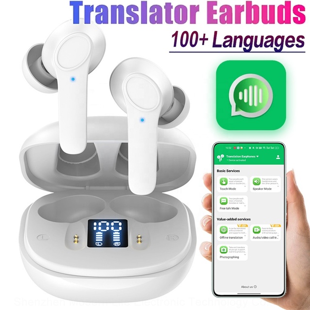 B11 Intelligent 100+ Language AI Earbuds Translator Earphones LED Battery Indicator in Ear Real-Time Global Communication