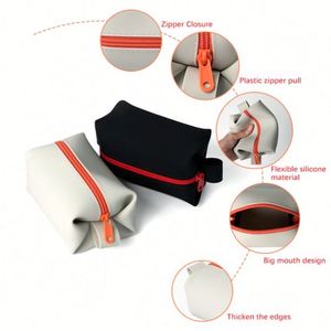 Sac à maquillage en silicone résistant à l'eau, écologique, durable, à fermeture éclair, petite capacité, parfait pour une utilisation en extérieur - Product Image 4