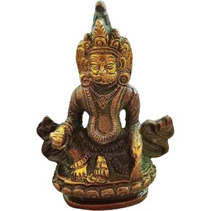 PARIJAT Artesanías Antigüedad-Estatua de Kuber Dios hindú Kubera Ídolo de latón para la riqueza Prosperidad Metal puro para el Templo del hogar indio - Product Image 5