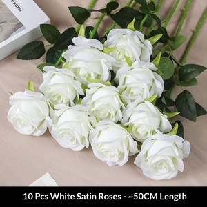Bouquet de fleurs artificielles en tissu de soie rose, nouvelle collection 2025, pour décoration de mariage et de maison, style gaufré - Product Image 6