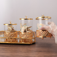 Ensemble de bocaux de rangement en verre personnalisés, directement de l'usine, avec décorations plaquées or, pour commandes en gros, OEM/ODM pris en charge