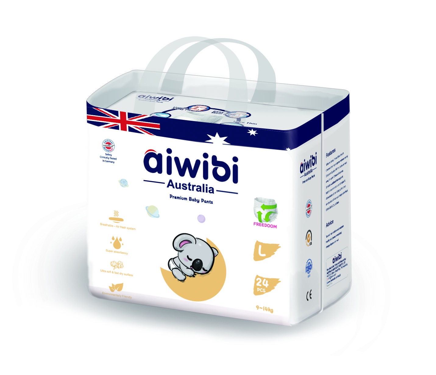 AIWIBI брендовые мягкие хорошо впитывающие детские штаны, тренировочные подгузники, 3D защита от протечек, хлопковые подгузники в наличии AIWIBI12