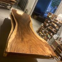 Table de salle à manger en bois rustique pour bar et restaurant, en dalles de bois d'acacia et de noyer de bonne qualité, fournisseur chinois