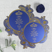 Diseño creativo azul marino brillo papel hecho a mano menú tarjetas lujo DIY boda cena detalle menús
