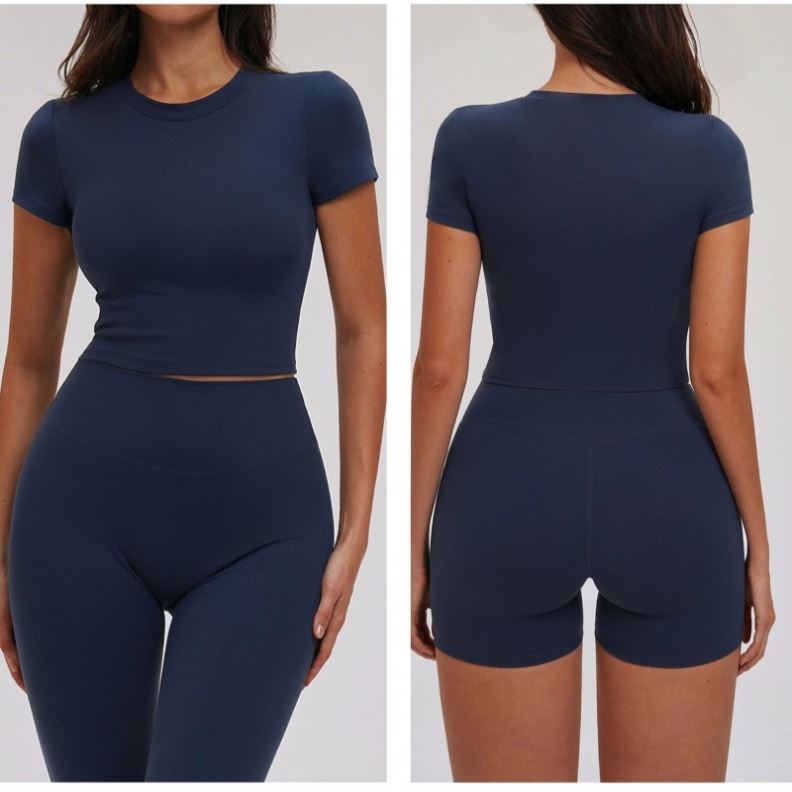 Women's Plus Size Sports Running Top Solid Brushed Fitness Yoga T-Shirt Front Short Sleeved Tight Fitting Wholesale Clothes