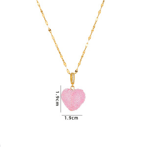 Chic Gummy Gold Plated Multi <strong>Colored</strong> Red Crystal <strong>Puffy</strong> <strong>Heart</strong> <strong>Pendant</strong> Valentine's Day Sweet Love Necklace for Women - Product Image 5