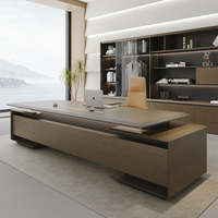 Ensemble de mobilier de bureau moderne de luxe Yiloya, bureau de direction en bois en forme de L et chaise combinées, table de PDG