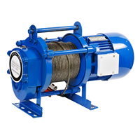 Palans électriques bleus à câble en acier, type tambour, fixation fixe pour les opérations de levage et de hisse sur les chantiers de construction, dans les mines et au port