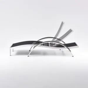 Chaise longue d'extérieur en aluminium noir et rose en forme de S de Foshan Coets pour piscine - Product Image 6