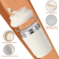 Vente en gros de gobelets isothermes amusants et mignons de 320 ml, anti-fuite, réutilisables, pour boissons chaudes ou froides, avec revêtement céramique à l'intérieur