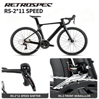 Vélo de route en carbone haute performance, léger, 2x11 vitesses, freins à disque hydrauliques, roues 50 mm 700C, guidon en alliage d'aluminium