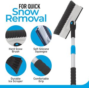 Brosse à neige sèche personnalisée OEM, pelle à déneiger, grattoir à glace, manche télescopique en plastique 680x120x40mm pour automobile - Product Image 3