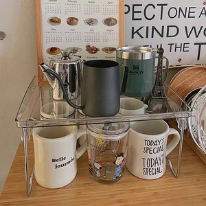 Three Layer Acrylic Storage Rack With Stainless Steel Frame For Desk Organizing Cups And Small Items - Product Image 4