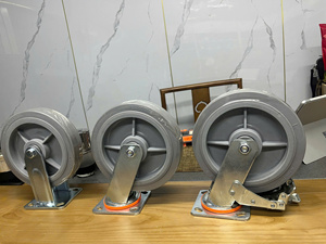 4 5 6 8 inch Durable Grey TPR Rubber Caster Wheel PP Hub Zinc Plated Fixed Plate Bracket for <b>Material</b> <b>Handling</b> - Product Image 5