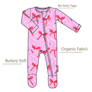 Ruidian 18-24 meses mono durmientes <span class=keywords><strong>Navidad</strong></span> tejido infantil Pjs para niños niñas primavera bambú rayón bebé cremallera Footie Pijamas - Product Image 2