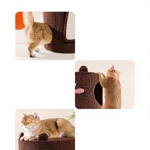 Natuurlijke sisal omwikkelde boomton kattentoren met afgesloten nest en dubbeldekker klimrek, een multifunctionele grote toren - Product Image 3