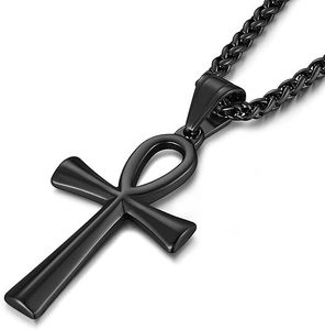 Collar con Colgante de Cruz Ankh de Acero Inoxidable, Cadena de Eslabones Dorada, Plateada y Negra, Símbolo Egipcio, Joyería Unisex Estilo Hip Hop - Product Image 3