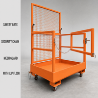 Cage de travail pliable pour chariot élévateur avec grille de sécurité en maille et conception de rangement compact pour l'inspection et la réparation en hauteur
