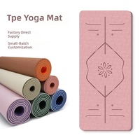 Tapis de yoga antidérapant 8 mm en TPE avec texture et lignes de positionnement bicolores pour studio à domicile