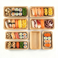 Boîte en papier kraft rectangulaire, récipient alimentaire, bols carrés pour sushis, fruits, sandwichs, pain, salades, emballage