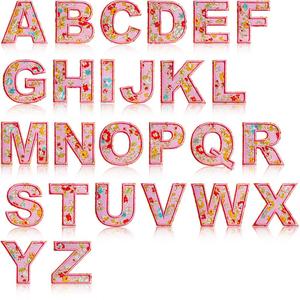 Nouveaux patchs thermocollants exquis de 5,3 cm avec motif floral rose, bleu et blanc, lettres imprimées pour la décoration de vêtements et de chapeaux - Product Image 2