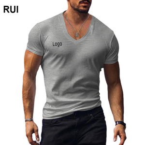 RUIQUWIN, venta al por mayor, 2025, camisetas de secado rápido para hombres, ligeras, cuello en V, informales, manga corta, Top de Color sólido para gimnasio, uso diario - Product Image 1
