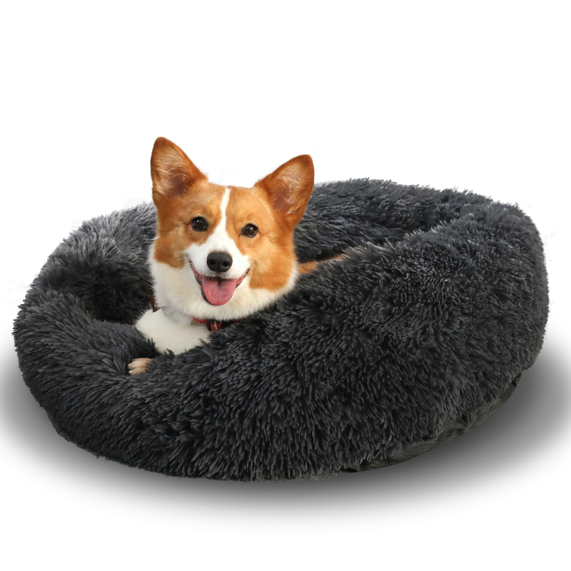 Faux Fur Ultra Soft Washable Dog Cat Bed Pet Beds Washable Plush Round Luxury large orthopedic memory foam fluffy Dog Bed