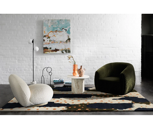 Axioma Hand Tufted New Zealand Wool <b>Rug</b> by Rugfine – Premium Ivory Navy & Terracotta Multicolor Handmade Area Carpets - Product Image 1