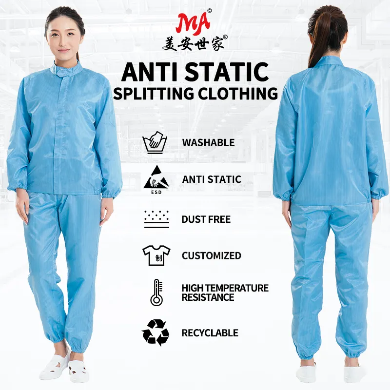 Đa-Kích Thước Phòng Sạch Jumpsuit ESD An Toàn Sử Dụng Chống Tĩnh Phù Hợp Với Trang Phục Tái Sử Dụng Bụi Miễn Phí Sạch Phòng Coverall