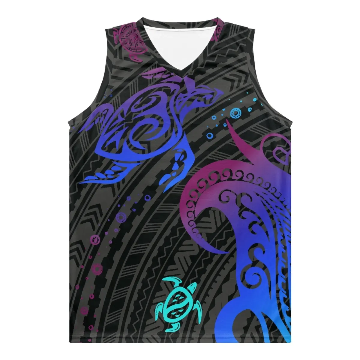 Benutzer definierte Bestseller Großhandel Hochwertige Premium Polynesien Tribal Sea Turtle Print Basketball Jersey Uniform Design Farbe Blau