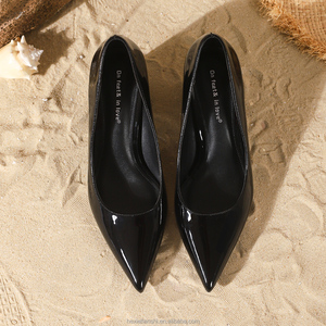 <span class=keywords><strong>Zapatos</strong></span> de Tacón Cuadrado con Punta en Pico de Charol Negro para Mujer, Profesionales, Elegantes y Cómodos para el Trabajo - Product Image 6