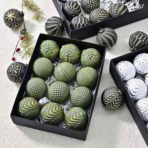 New 8cm Luxury Vintage Plastic Circle <b>Christmas</b> Baubles Electroplating 1 Color Shatterproof Reusable Tree Ornaments <b>Gift</b> <b>Box</b> - Product Image 1