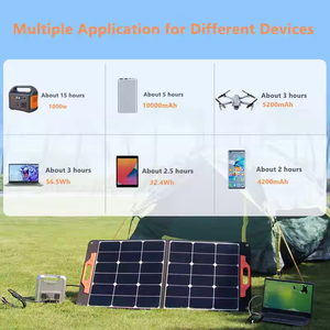 Chargeur de cellule <span class=keywords><strong>solaire</strong></span> 100W avec sorties USB <span class=keywords><strong>Panneau</strong></span> <span class=keywords><strong>solaire</strong></span> pliable portable pour centrale électrique 240/300/500/1000/1500w <span class=keywords><strong>Camping</strong></span> Usage domestique - Product Image 2
